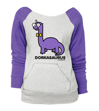 D&G Dorkasaurus Raglan Pocket Sweatshirt Ash Heather w/ Grape Sleeves