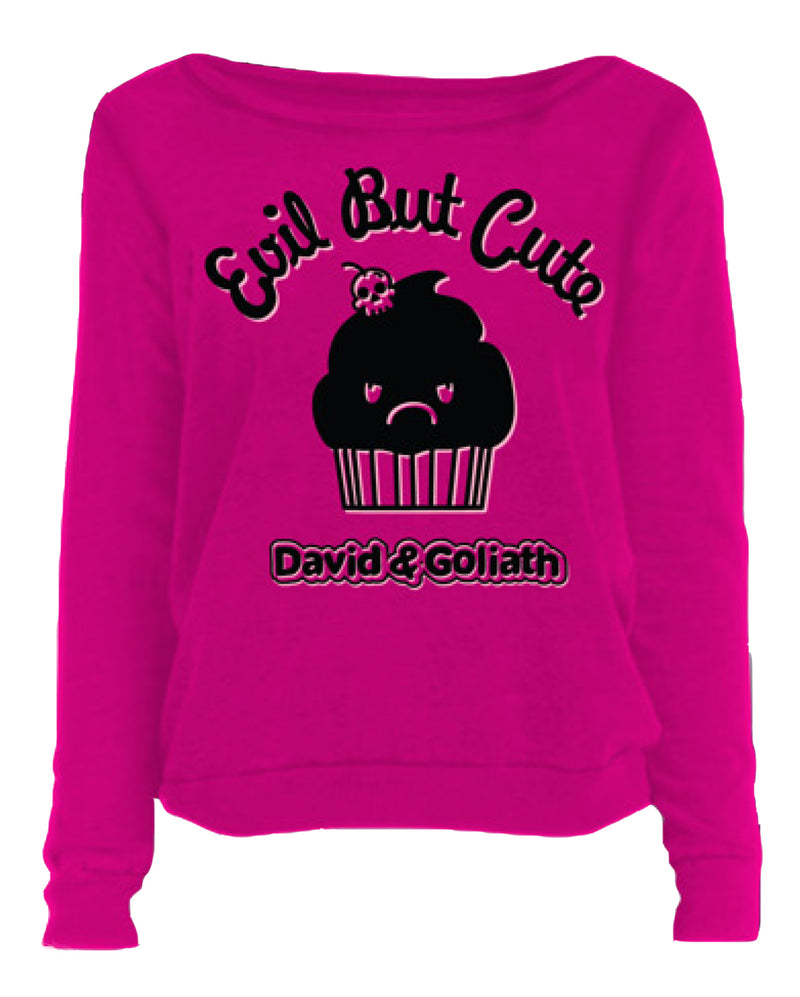 Evil But Cute Slinky Boat Neck Hot Pink